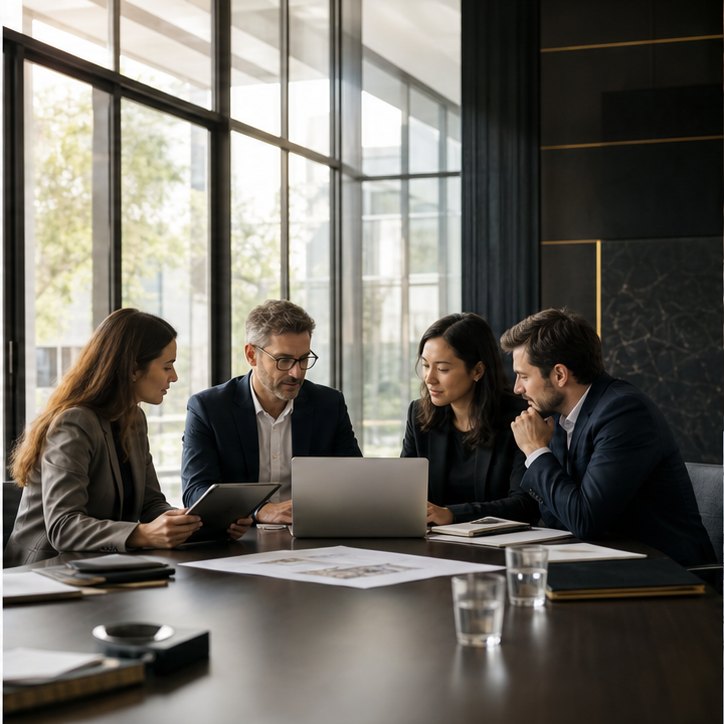 Obeil team reviewing secure project documents
